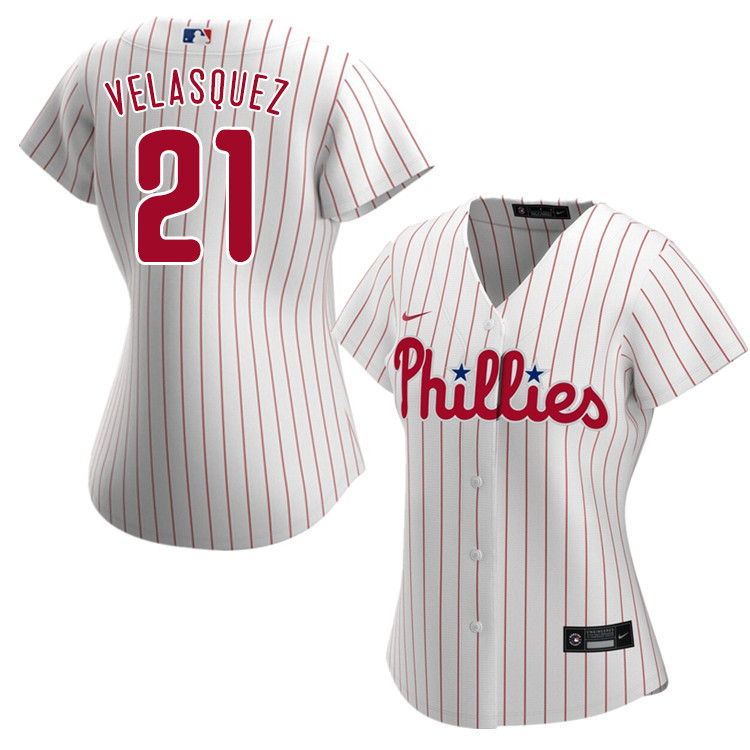 Nike Women #21 Vince Velasquez Philadelphia Phillies Baseball Jerseys Sale-White